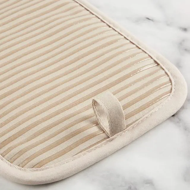 Alt view image 6 of 7 - Quilted Cotton Terry Cloth Oven Mitt, Pot Holder, Kitchen Towel 4-Pack Set, Heat Resistant, Silicone Grip, 16"x26", 7"x13" & 7"x10", Milkshake Tan