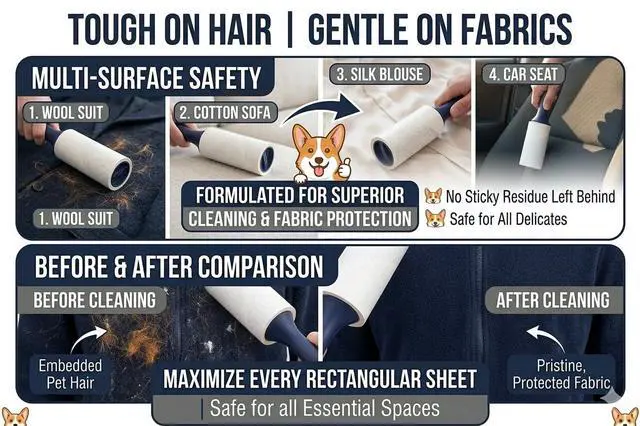 Alt view image 7 of 7 - Extra Sticky Lint Roller, 6-Pack 600 Sheets, Pet Hair