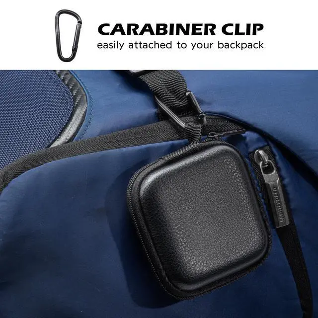 Alt view image 4 of 7 - Mini-Portable Hard Shell Square Earbuds Case for Apple EarPods/Samsung Galaxy Wired/Wireless Earbuds, Cell Phone Accessories Organizer with Carabiner for Earphones