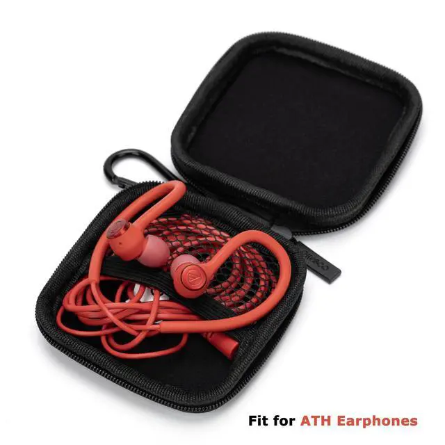 Alt view image 6 of 7 - Mini-Portable Hard Shell Square Earbuds Case for Apple EarPods/Samsung Galaxy Wired/Wireless Earbuds, Cell Phone Accessories Organizer with Carabiner for Earphones