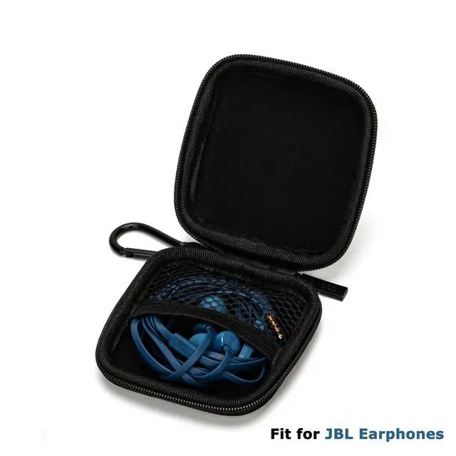 Alt view image 7 of 7 - Mini-Portable Hard Shell Square Earbuds Case for Apple EarPods/Samsung Galaxy Wired/Wireless Earbuds, Cell Phone Accessories Organizer with Carabiner for Earphones