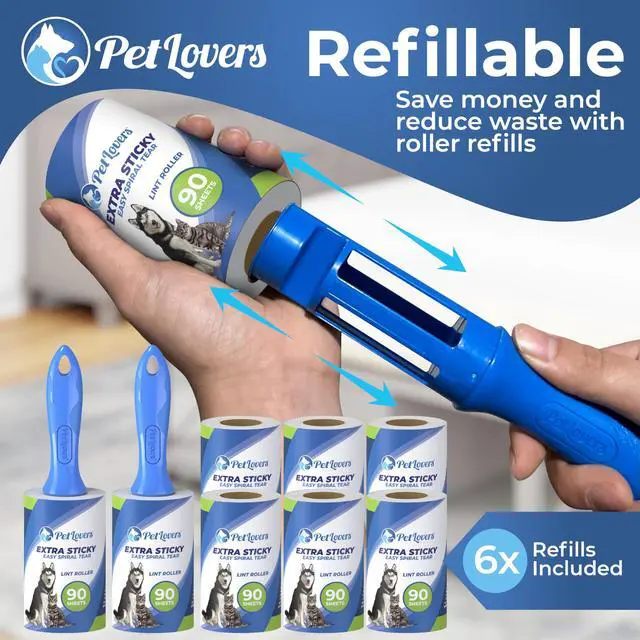 Alt view image 4 of 7 - Extra Sticky Lint Roller Mega Value Set 720 Sheets for Pet Hair Removal and Clothes, Dog and Cat Lint Remover, 8 Pack