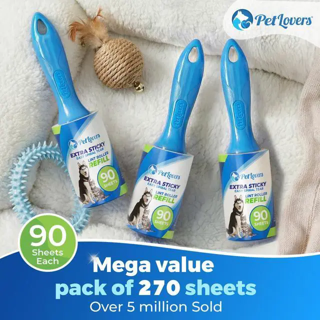 Alt view image 2 of 7 - Extra Sticky Lint Roller Value Set 270 Sheets for Pet Hair Removal and Clothes, Dog and Cat Lint Remover, 3 Pack