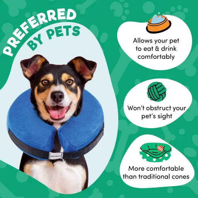 Alt view image 3 of 6 - Inflatable Dog Cone Collar Alternative After Surgery Large, Blue