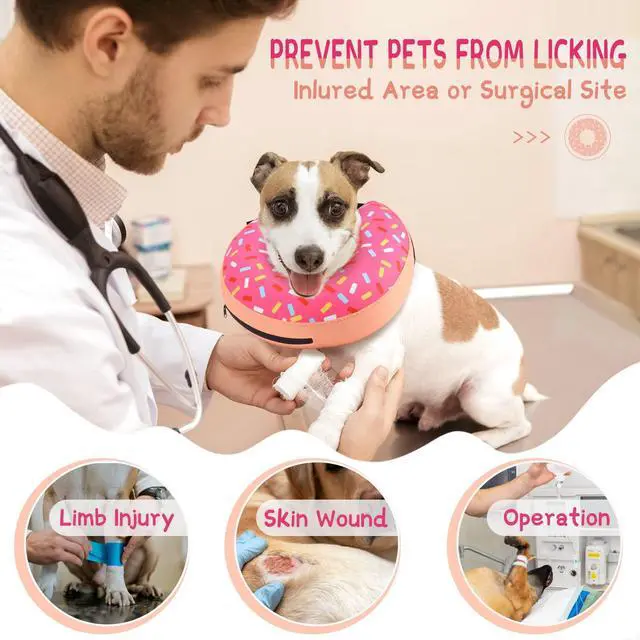 Alt view image 2 of 7 - Inflatable Dog Cone Collar Alternative After Surgery, Doggie Neck Donut Collar Recovery ECollar, Soft Dog Cone for Small Medium Large Dogs