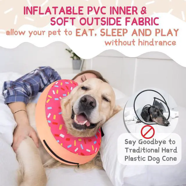 Alt view image 3 of 7 - Inflatable Dog Cone Collar Alternative After Surgery, Doggie Neck Donut Collar Recovery ECollar, Soft Dog Cone for Small Medium Large Dogs