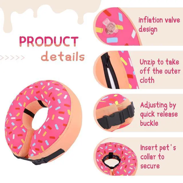 Alt view image 7 of 7 - Inflatable Dog Cone Collar Alternative After Surgery, Doggie Neck Donut Collar Recovery ECollar, Soft Dog Cone for Small Medium Large Dogs