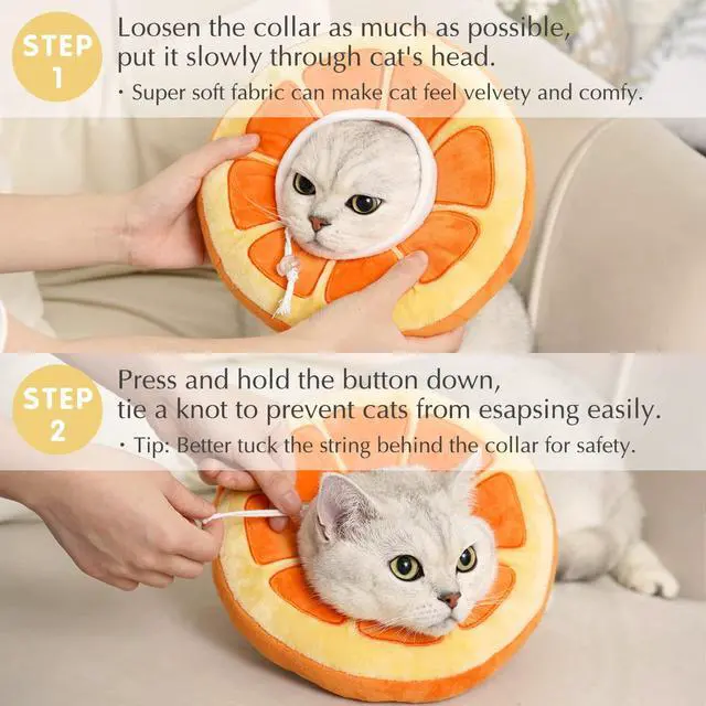 Alt view image 5 of 6 - Adjustable Cat Cone Collar Soft, Cute Cat Donut Collar After Surgery, Kitten Recovery Cones to Stop Licking