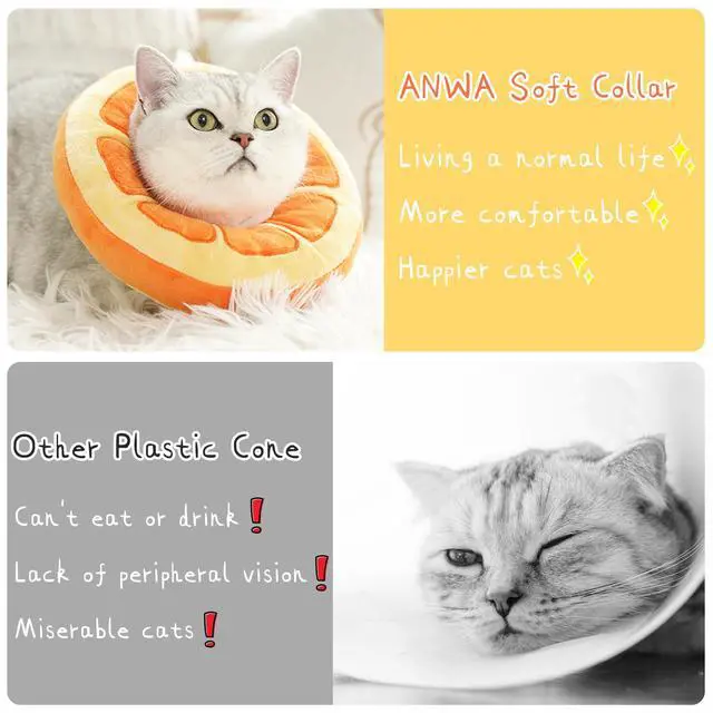 Alt view image 6 of 6 - Adjustable Cat Cone Collar Soft, Cute Cat Donut Collar After Surgery, Kitten Recovery Cones to Stop Licking