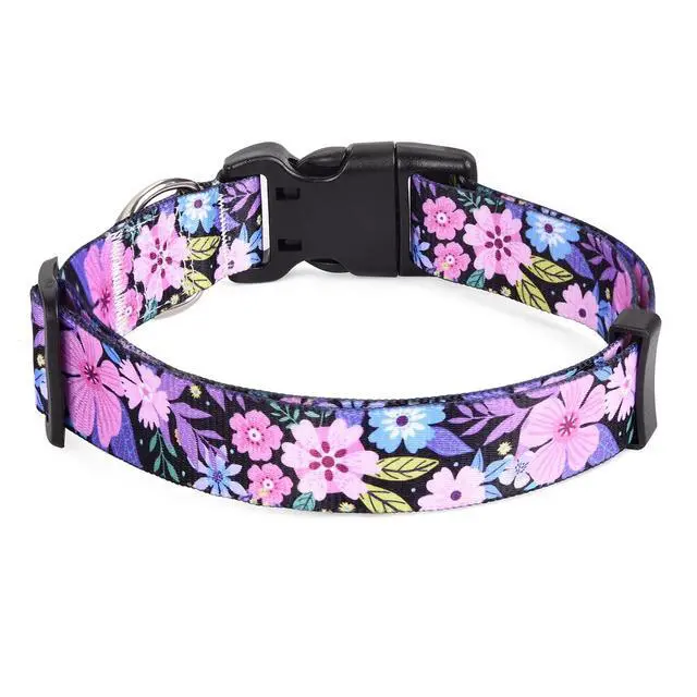 Alt view image 2 of 5 - Dog Collar for Small Dogs, Fashion Design, Floral Pink,S