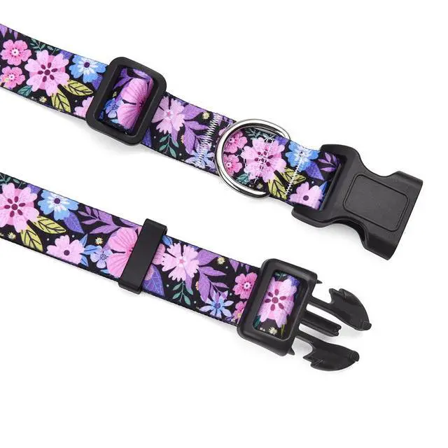 Alt view image 4 of 5 - Dog Collar for Small Dogs, Fashion Design, Floral Pink,S