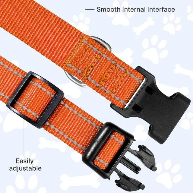 Alt view image 4 of 6 - Reflective Nylon Dog Collar for Large Dogs