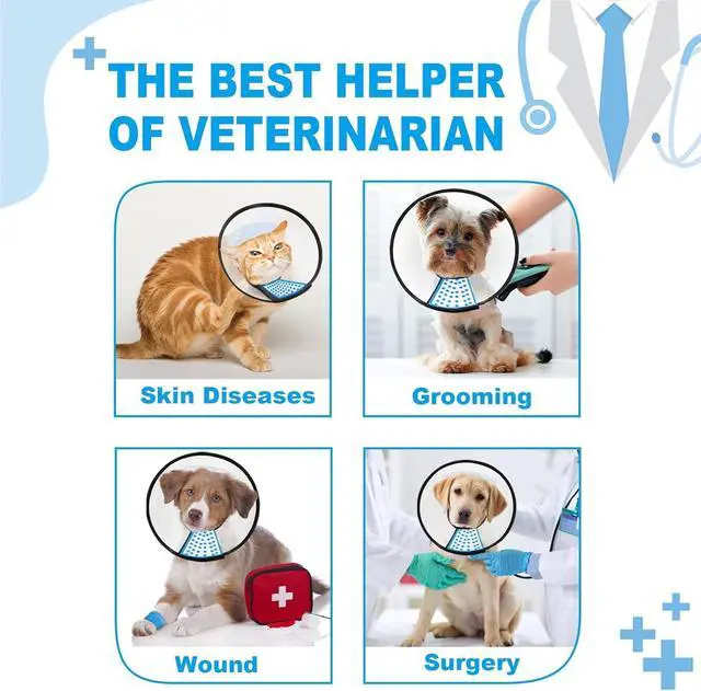 Alt view image 3 of 6 - Dog Cone Collar Adjustable After Surgery, Comfortable Pet Recovery Collar & Cone for Large Medium Small Dogs, Elizabethan Dog Neck Collar Plastic Practical