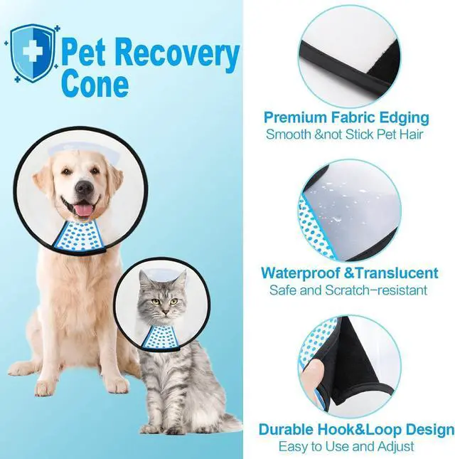 Alt view image 4 of 6 - Dog Cone Collar Adjustable After Surgery, Comfortable Pet Recovery Collar & Cone for Large Medium Small Dogs, Elizabethan Dog Neck Collar Plastic Practical