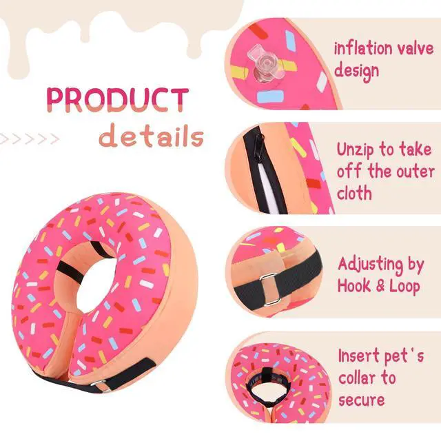 Alt view image 7 of 7 - Inflatable Dog Cone Collar Alternative After Surgery, Doggie Neck Donut Collar Recovery ECollar for Post Surgery, Soft Dog Cone for Small Medium Puppies Cats