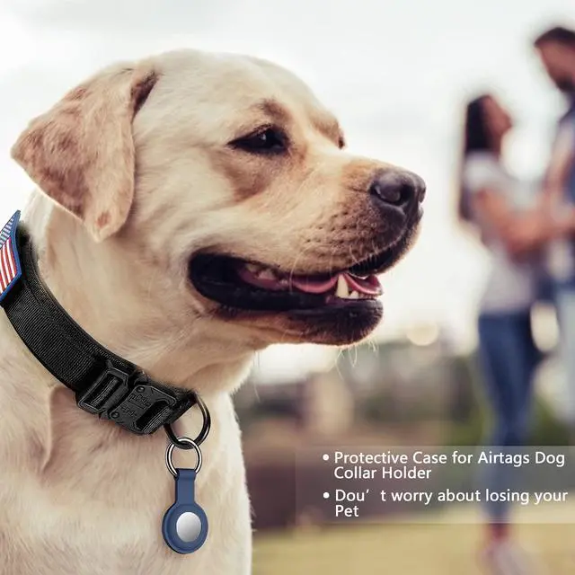 Alt view image 2 of 6 - Tactical Dog Collar, Adjustable Military Training Nylon Dog Collar with Control Handle and Heavy Metal Buckle for Medium and Large Dogs, with Patches and Airtags Case (L, Black)