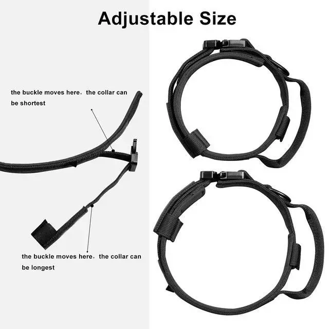 Alt view image 3 of 6 - Tactical Dog Collar, Adjustable Military Training Nylon Dog Collar with Control Handle and Heavy Metal Buckle for Medium and Large Dogs, with Patches and Airtags Case (L, Black)