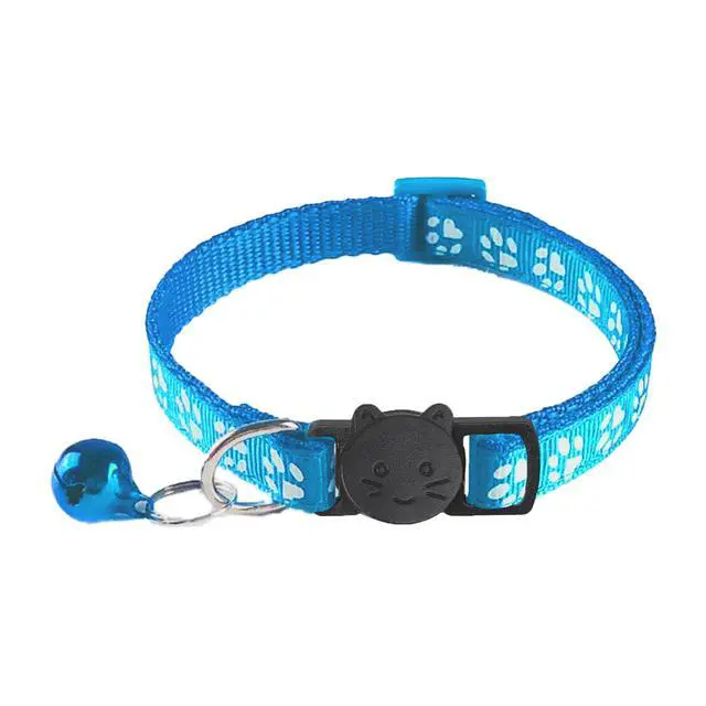 Alt view image 3 of 5 - 2 Pack Breakaway Cat Collars with Bells, Reflective Design and Claw Print Design, Safety Buckle Kitten Collars Adjustable from 7.5 to 12.5 Inches (Sky Blue)