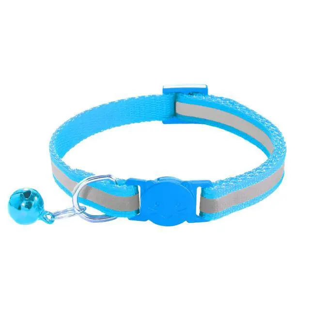 Alt view image 4 of 5 - 2 Pack Breakaway Cat Collars with Bells, Reflective Design and Claw Print Design, Safety Buckle Kitten Collars Adjustable from 7.5 to 12.5 Inches (Sky Blue)