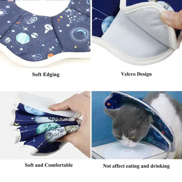 Alt view image 3 of 6 - Soft Cat Cone, Adjustable Recovery Collar After Surgery to Prevent Licking Wound, Protective Cat Neck Cone, Comfortable Pet Elizabethan Collar for Cats Kittens and Puppies (M)
