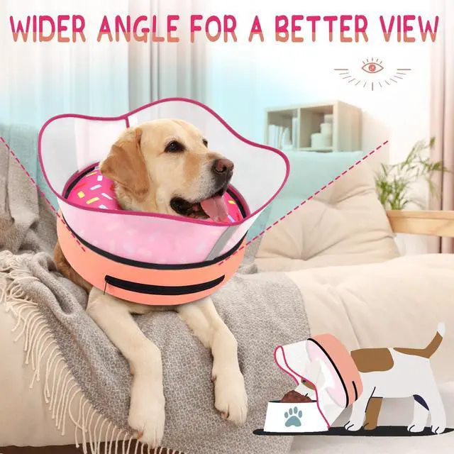 Alt view image 4 of 7 - Raised Inflatable Dog Cone Collar to Stop Licking, Soft Dog Cone Alternative After Surgery, Doggie Neck Donut Collar for Small Medium Large Dogs