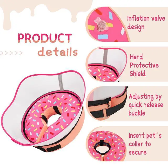 Alt view image 7 of 7 - Raised Inflatable Dog Cone Collar to Stop Licking, Soft Dog Cone Alternative After Surgery, Doggie Neck Donut Collar for Small Medium Large Dogs