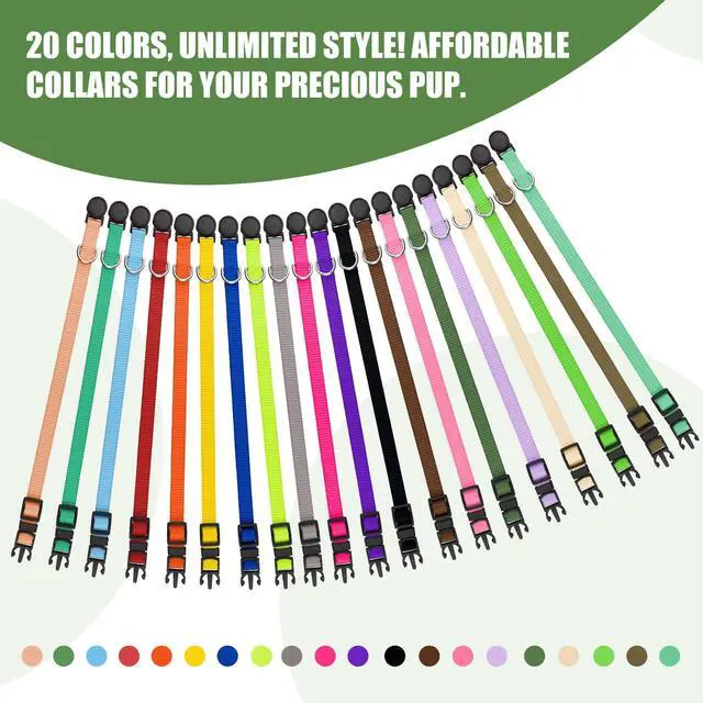 Alt view image 3 of 6 - 20 PCS Puppy Collars for Litter,Puppy Collars for Small Puppies,Nylon Breakaway ID Collar Whelping Litter Collars(S)