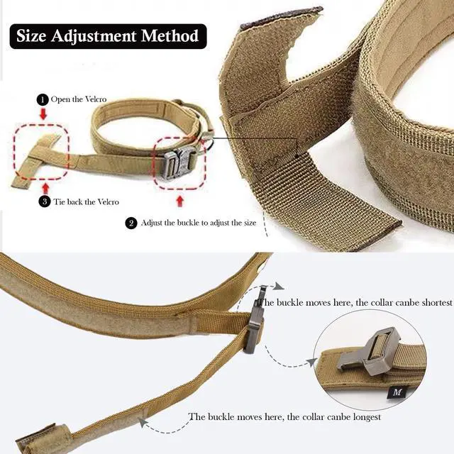 Alt view image 4 of 6 - Tactical Dog Collar Adjustable Military Nylon Dog Collar with Control Handle and Heavy Duty Metal Buckle for Medium and Large Dogs (Brown,L)