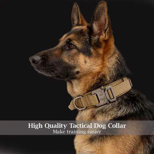 Alt view image 6 of 6 - Tactical Dog Collar Adjustable Military Nylon Dog Collar with Control Handle and Heavy Duty Metal Buckle for Medium and Large Dogs (Brown,L)