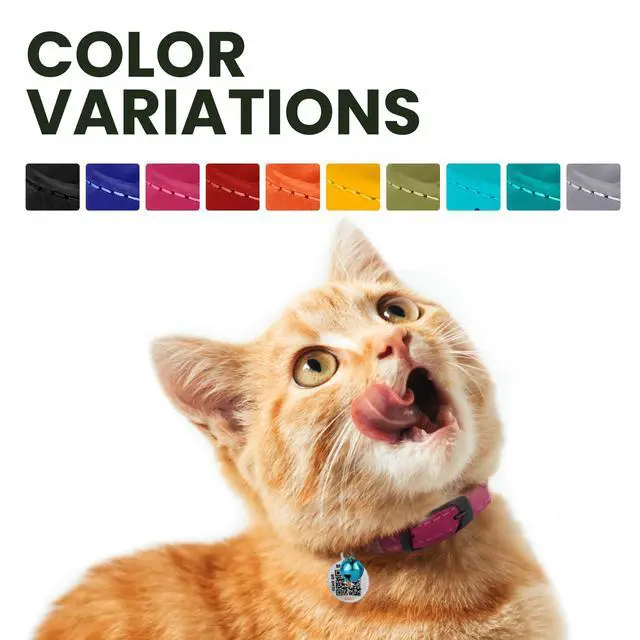 Alt view image 5 of 7 - Cat Collar with Bell Kitten Rolled Leather Collars Safety QR ID Name Tag (Smoke Grey)