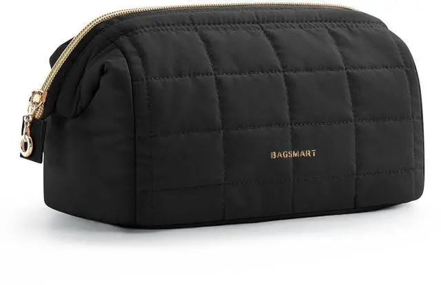 Main image of Makeup Bag Travel Toiletry Bag, Wide-open Zipper Pouch, Black