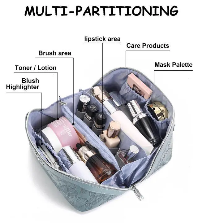 Alt view image 3 of 7 - Travel Makeup Bags Cosmetic Organizer Bag: Floral Make up Bag