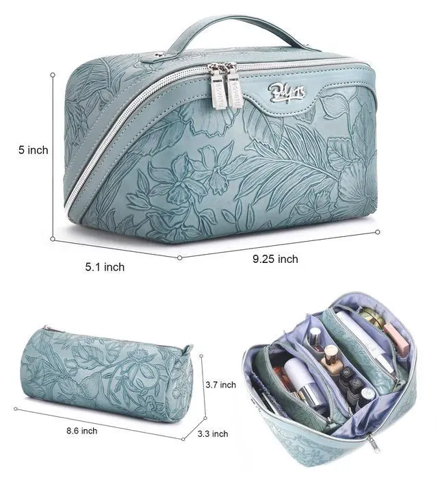 Alt view image 2 of 7 - Travel Makeup Bags Cosmetic Organizer Bag: Floral Make up Bag
