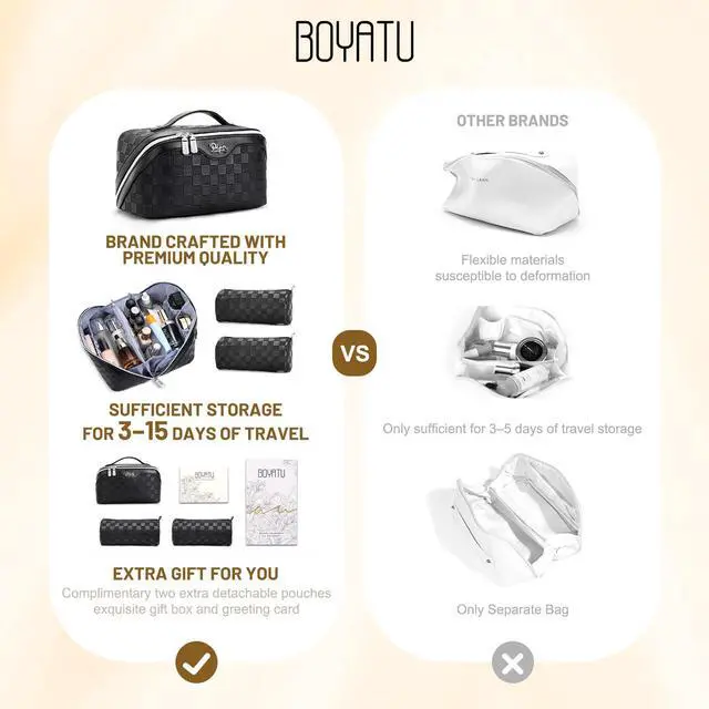 Alt view image 2 of 6 - Travel Makeup Bag Organizer: 180°Open-Flat 3 Pcs Make up Bags Set