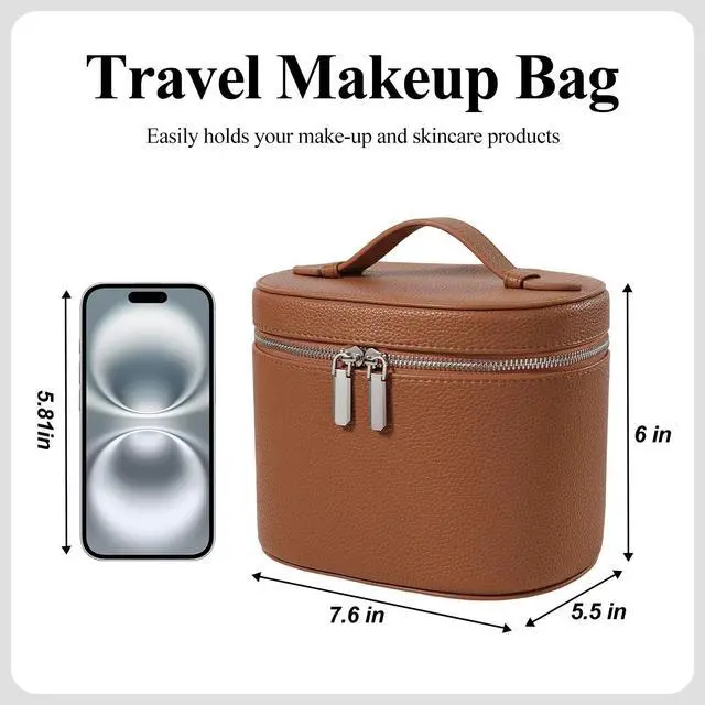 Alt view image 2 of 6 - Makeup Bag, Travel Make up Case with Compartments and Handle, Portable Cosmetic Organizer Bags,Toiletry Bag for Women