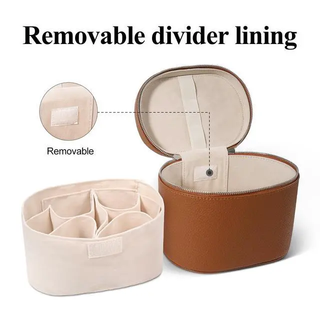 Alt view image 3 of 6 - Makeup Bag, Travel Make up Case with Compartments and Handle, Portable Cosmetic Organizer Bags,Toiletry Bag for Women