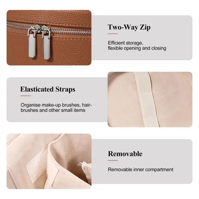 Alt view image 5 of 6 - Makeup Bag, Travel Make up Case with Compartments and Handle, Portable Cosmetic Organizer Bags,Toiletry Bag for Women