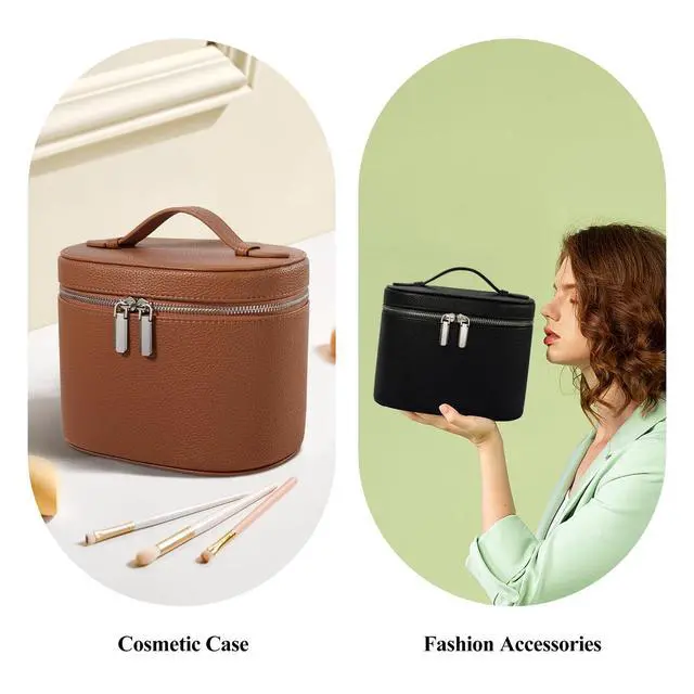 Alt view image 6 of 6 - Makeup Bag, Travel Make up Case with Compartments and Handle, Portable Cosmetic Organizer Bags,Toiletry Bag for Women