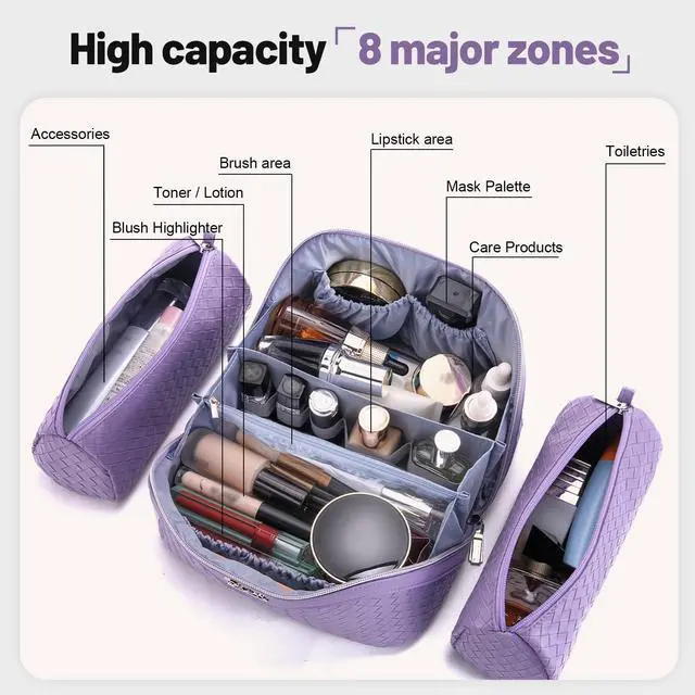 Alt view image 4 of 7 - Travel Makeup Bag Cosmetic Bags for Women: 3 Pcs Set Make up Bag