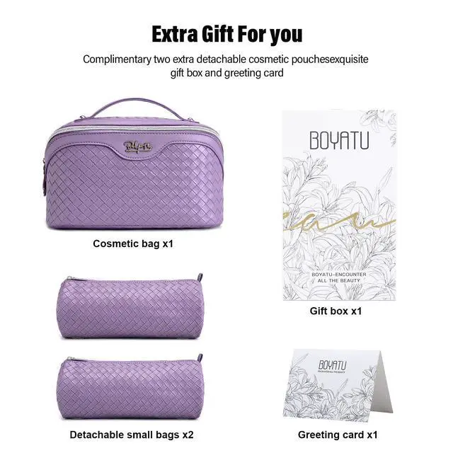 Alt view image 5 of 7 - Travel Makeup Bag Cosmetic Bags for Women: 3 Pcs Set Make up Bag