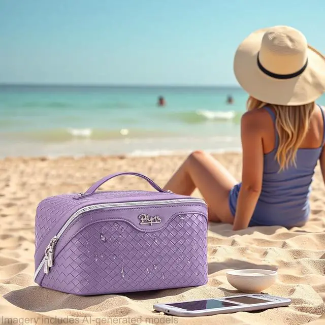 Alt view image 7 of 7 - Travel Makeup Bag Cosmetic Bags for Women: 3 Pcs Set Make up Bag