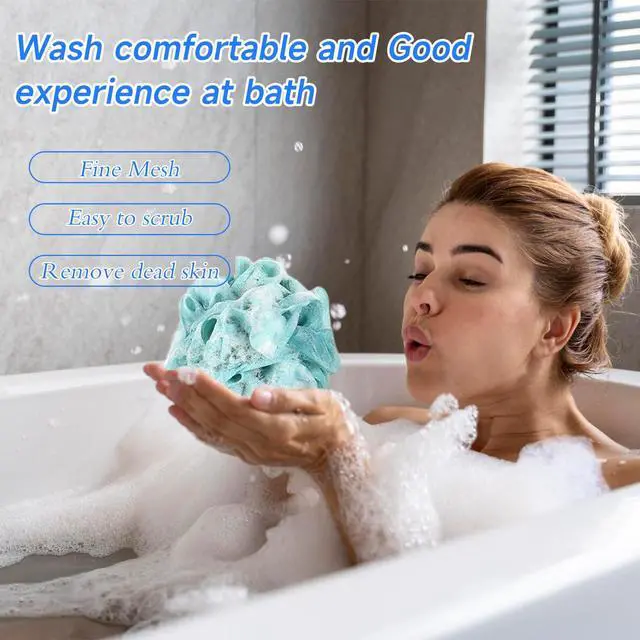Alt view image 5 of 7 - Luffa Loofah Sponge Shower Loofahs 50g Shower Bath Sponges Exfoliating Mesh Pouf Mesh Balls for Body Wash Back Scrubber Bathroom Men Women Soft Scrubber Cleaning Bathing Accessories Tool (4Colors)