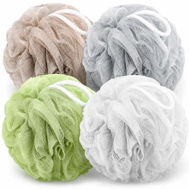 Main image of Loofah Sponge 4 Pack,Soft Mesh Bath Pouf,Shower Sponge,60g