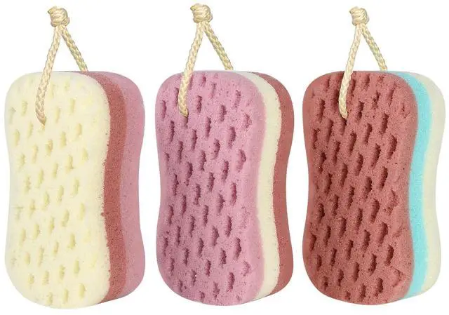 Main image of 3 Pcs Big Bath Sponge for Women, Men, Sponge Loofah Body Scrubber Shower Sponge for Body Wash Bathroom, 3 Colors & Large Size Bathing Sponge Bathing Accessories(Large Size)