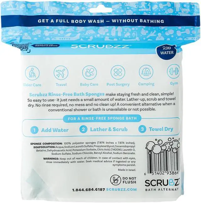 Alt view image 7 of 7 - Disposable Rinse Free Bathing Wipes - 25 Pack - All-in-1 Single Use Shower Wipes, Simply Dampen, Lather, and Dry Without Shampoo or Rinsing
