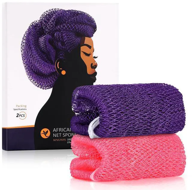 Main image of African Net Sponge, 2 Pieces Exfoliating Body Scrubber Bath Sponge