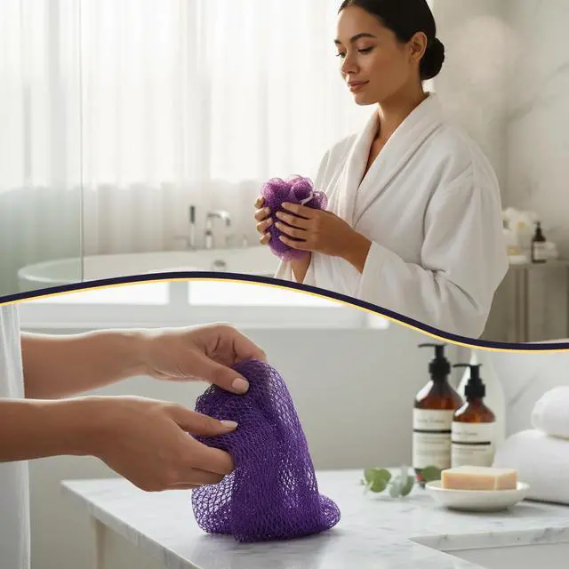 Alt view image 6 of 7 - African Net Sponge, 2 Pieces Exfoliating Body Scrubber Bath Sponge