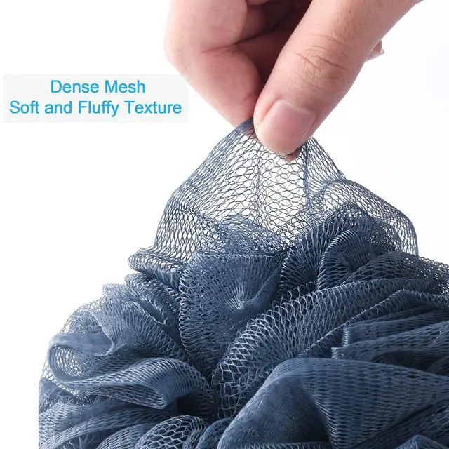 Alt view image 5 of 7 - Loofah Sponge 75g/Piece, Exfoliating Bath Sponge Body Scrubber - Loofa Set of 4 Grey Blue-Pink-Grey-White (Large)