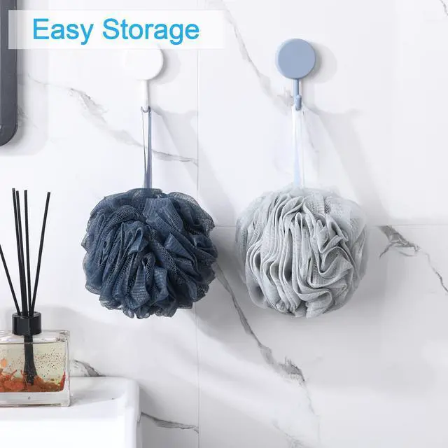 Alt view image 7 of 7 - Loofah Sponge 75g/Piece, Exfoliating Bath Sponge Body Scrubber - Loofa Set of 4 Grey Blue-Pink-Grey-White (Large)