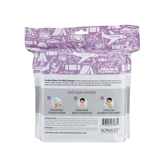 Alt view image 7 of 7 - Disposable No Rinse Bathing Wipes - All-in-1 Single Use Shower Wipes, Simply Dampen, Lather, and Dry Without Shampoo or Rinsing (Lavender, 2-Pack)